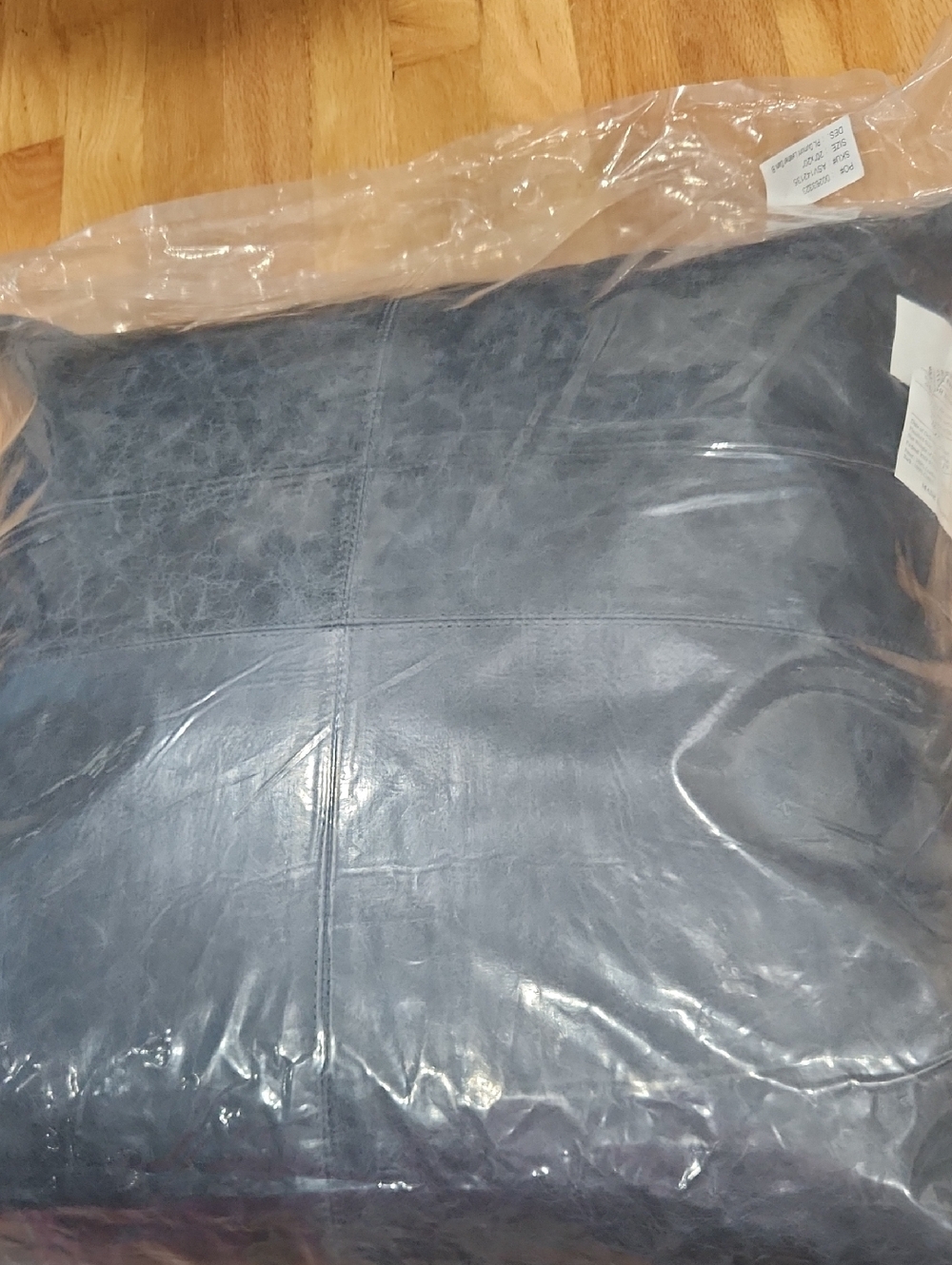 DUMONT Square Leather Pillow Blue - Picture 6 of 7
